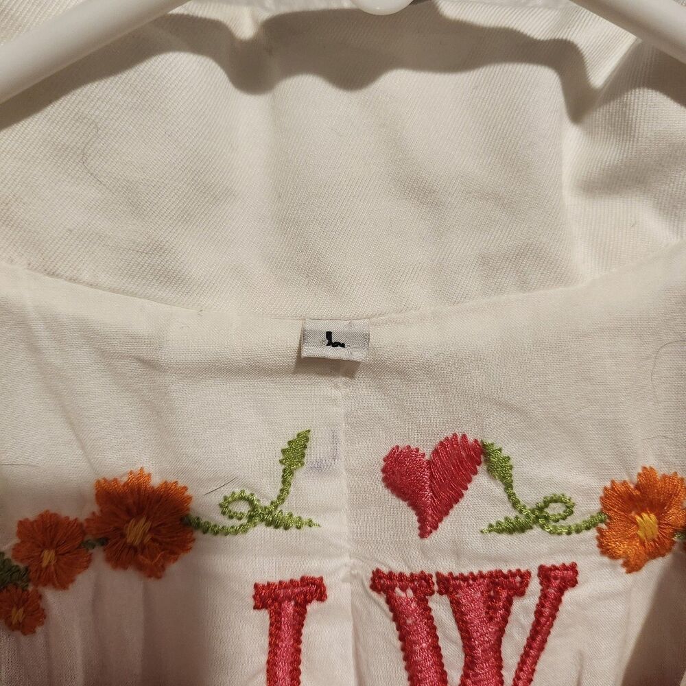 Johnny Was JWLA Floral Embroidered White 100% Cotton Jacket Size Large - Picture 5 of 15